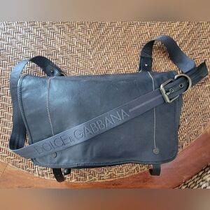 Dolce & Gabbana Black Leather Messenger Bag